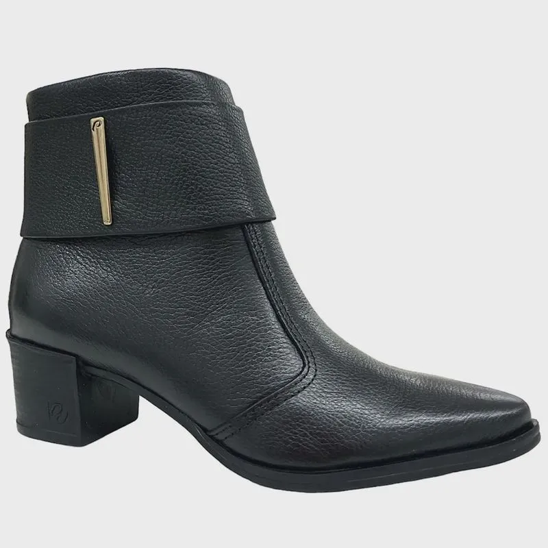 Bota Pegada Feminina Couro Salto Bloco 280501 Pto