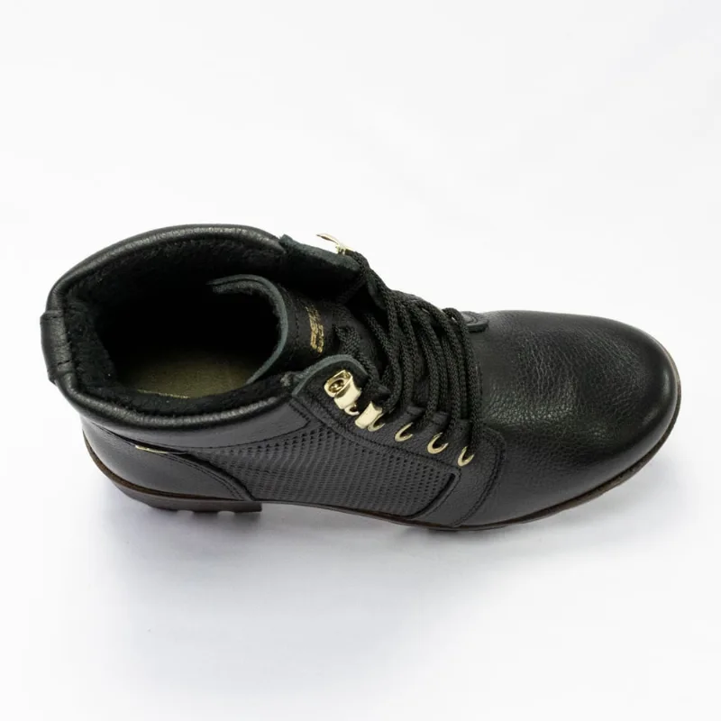 Bota Pegada 281409-12 Couro Natural Burnished com forro camurçado Preto