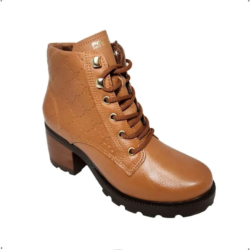 Bota Coturno Pegada Couro legitimo Salto grosso Feminino 281321