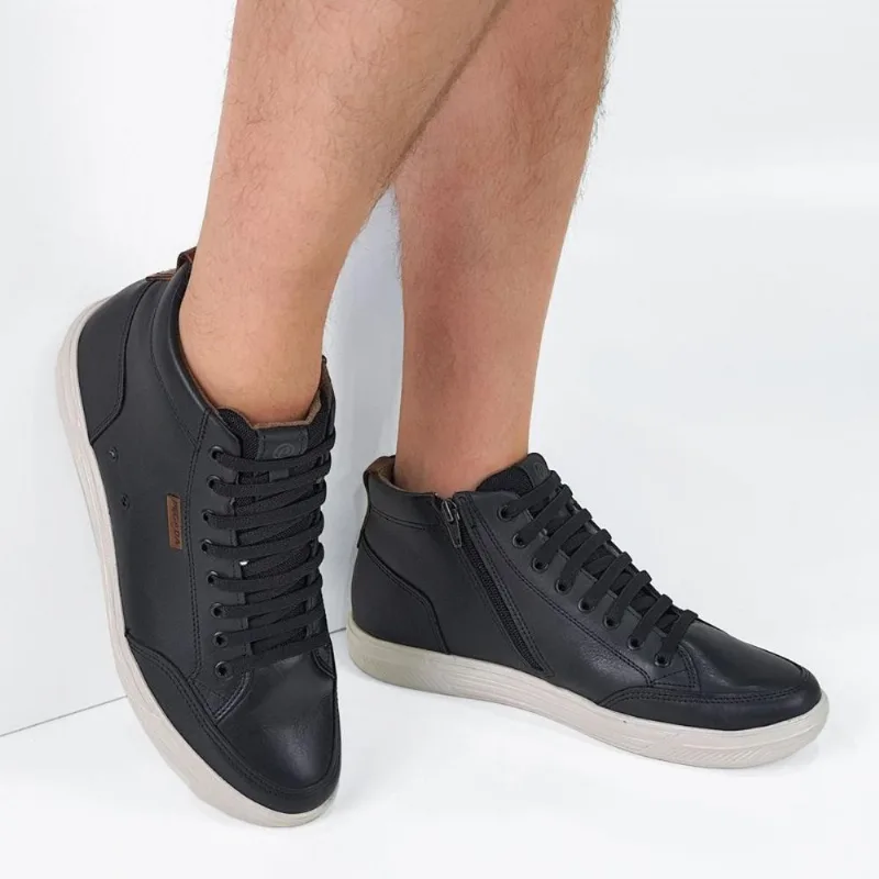 Sapatênis Abotinado Pegada Masculino Zíper e Elástico 110405 41 / Preto