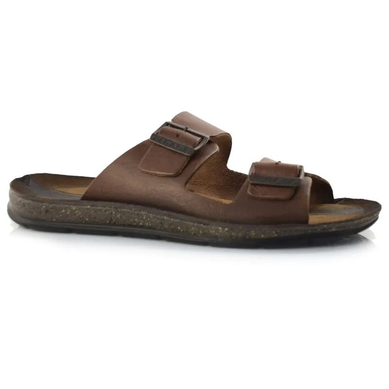 Chinelo Slide Masculino de Couro Pegada Marrom 132824 41