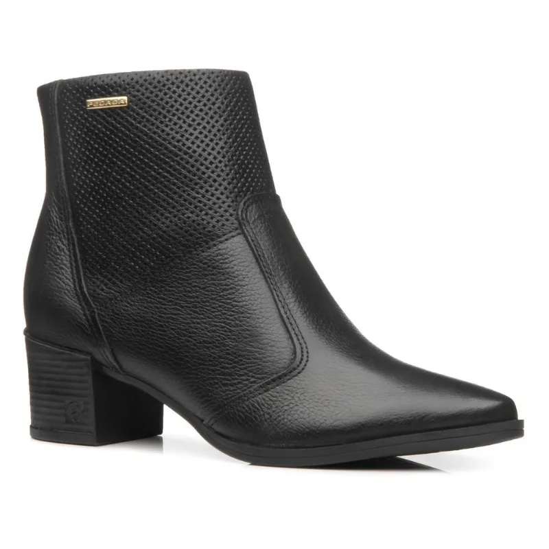 Bota Pegada Cano Curto Couro Feminina Preta 34