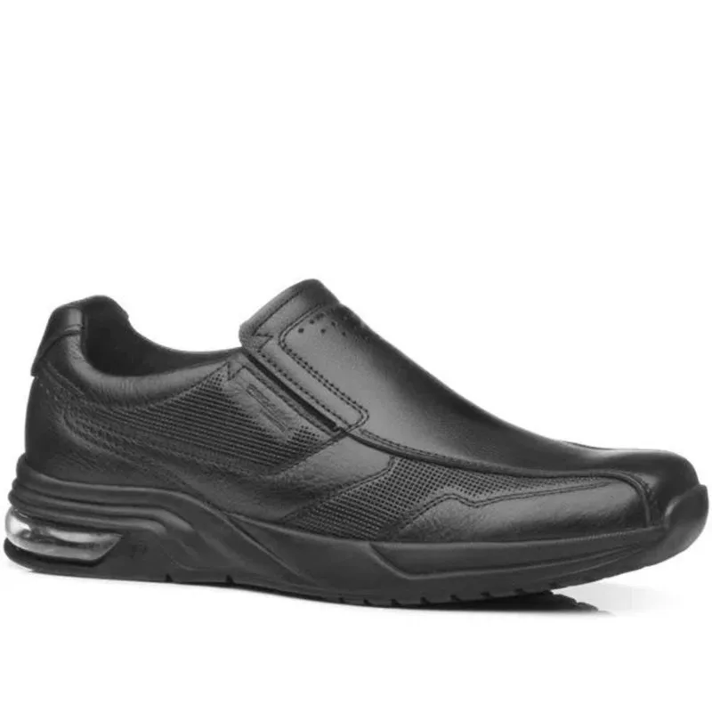 Sapatênis Masculino de Couro Pegada Amortech Confort - Preto