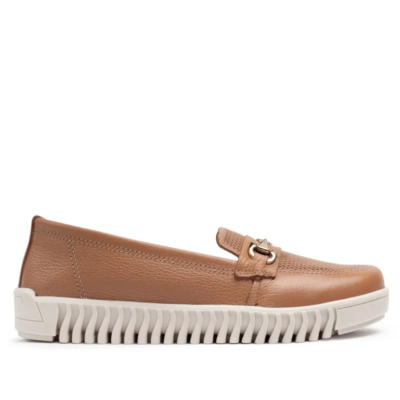 Mocassim Feminino Pegada Yoga em Couro Caramelo - 36