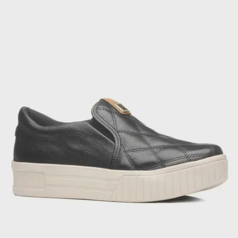 Tênis Feminino Pegada Slip-On Preto Flatform Conforto