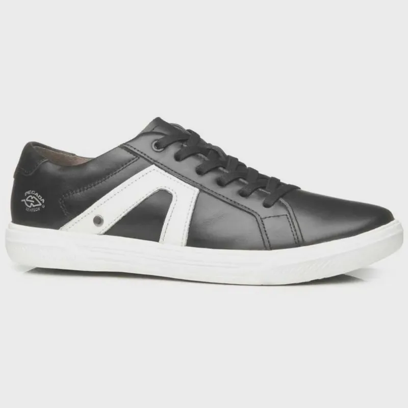 Sapatênis Masculino Flight Couro Preto Branco Pegada 110407-04