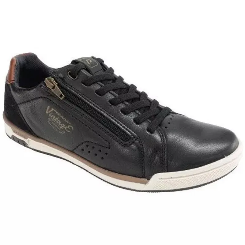 Sapatenis Masculino Pegada Couro Confortável Amortech Preto