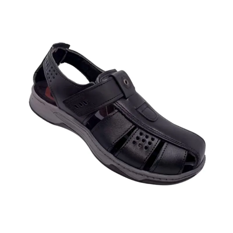 Sandália em Couro Masculina Pegada Confort Amortech - Preto