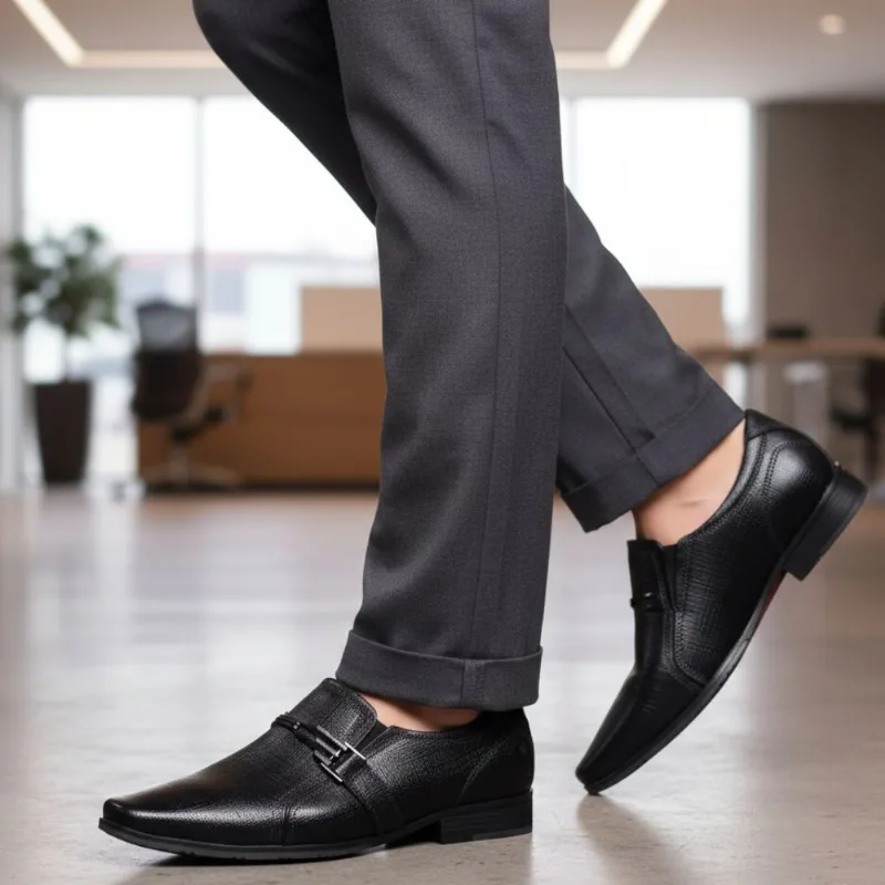 Sapato Social Masculino Pegada Couro Calce Fácil Preto - 43