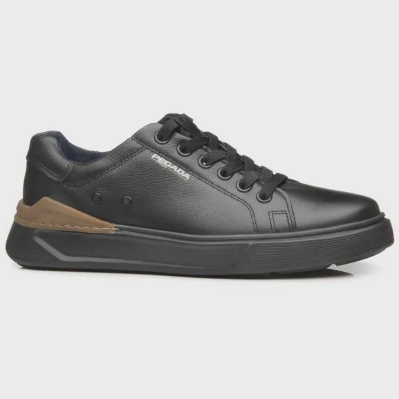 Sapatênis Masculino Levi Couro Nature Preto Pegada 110901-10