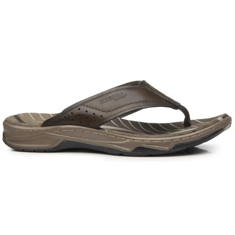 Chinelo Masc Pegada Couro Anilina Marrom Cravo 132252-03 44 / Marrom