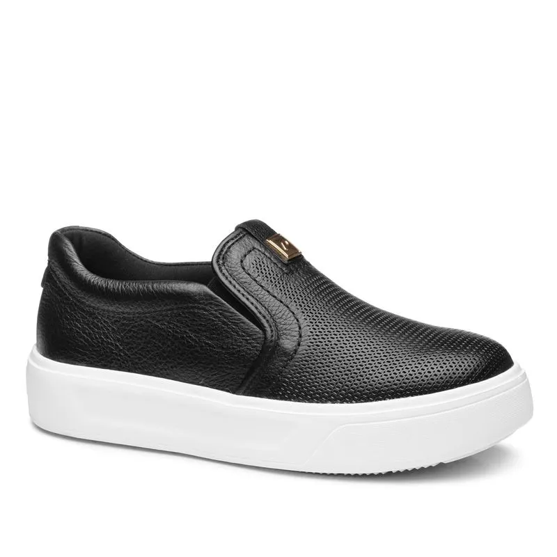 Tênis Pegada Feminino em Couro Preto 211210-04 35