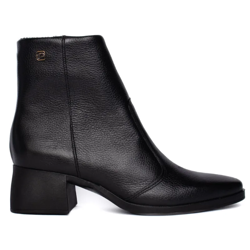 Bota Feminina Pegada Burnished Cano Curto Couro Preto - 40