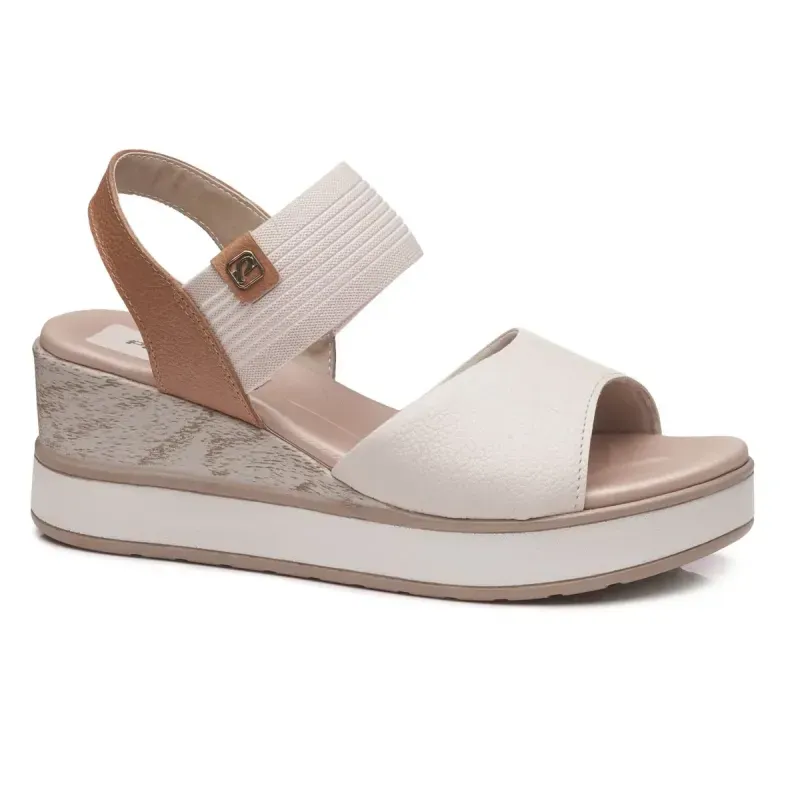 Sandália Pegada Florença Anabela Feminina Off White 35