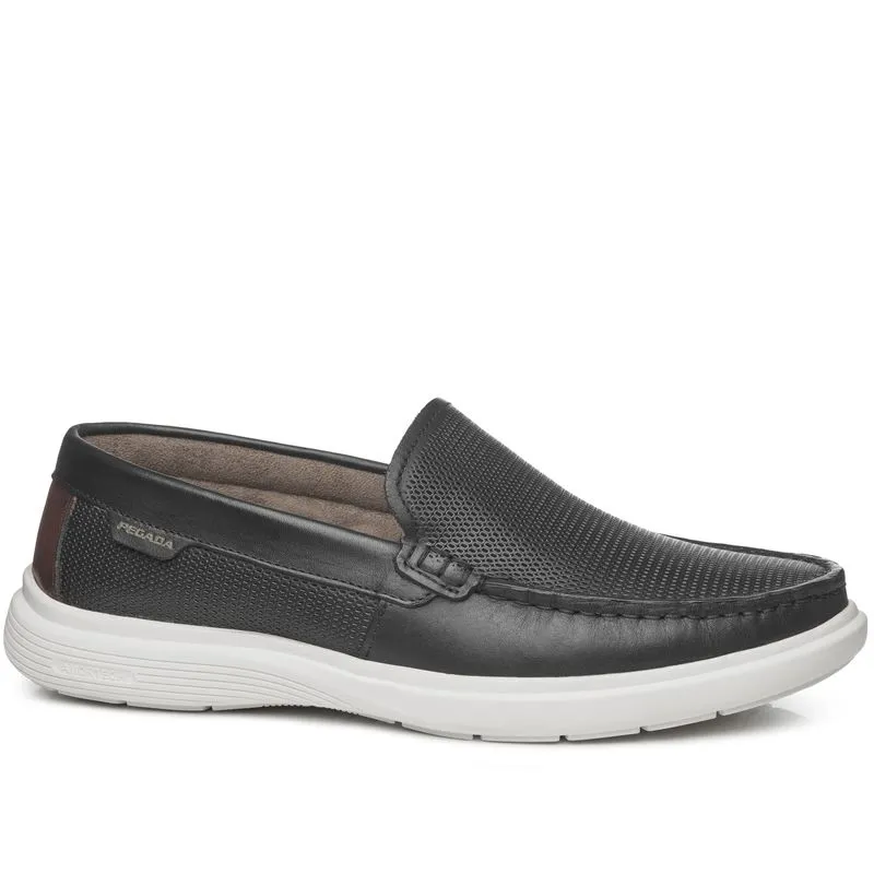 Mocassim Pegada Masculino em Couro Preto 142202-02 39