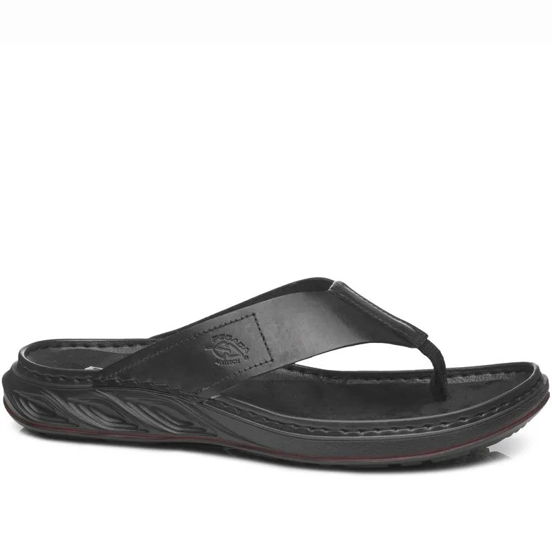 Chinelo Pegada Masculino em Couro Preto 134103-05 37