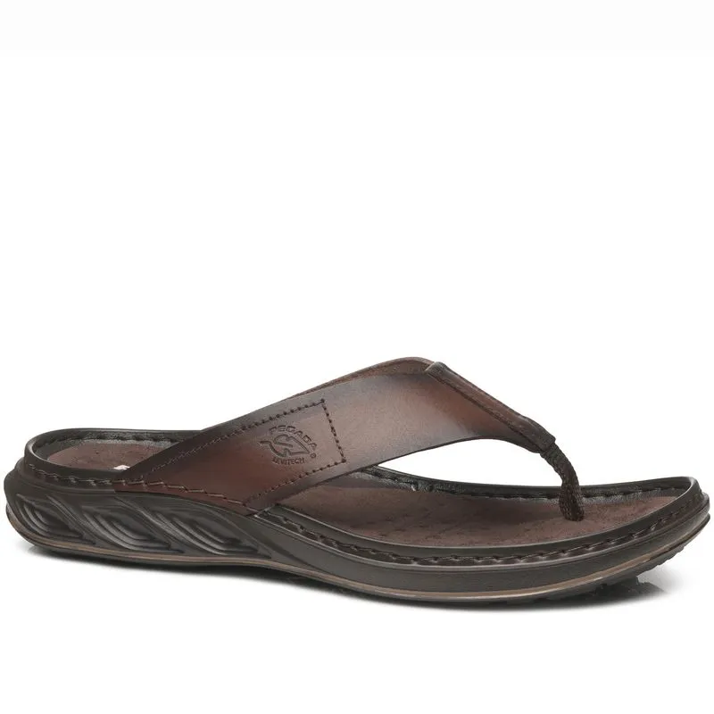 Chinelo Pegada Masculino em Couro Pinhão 134103-02 44