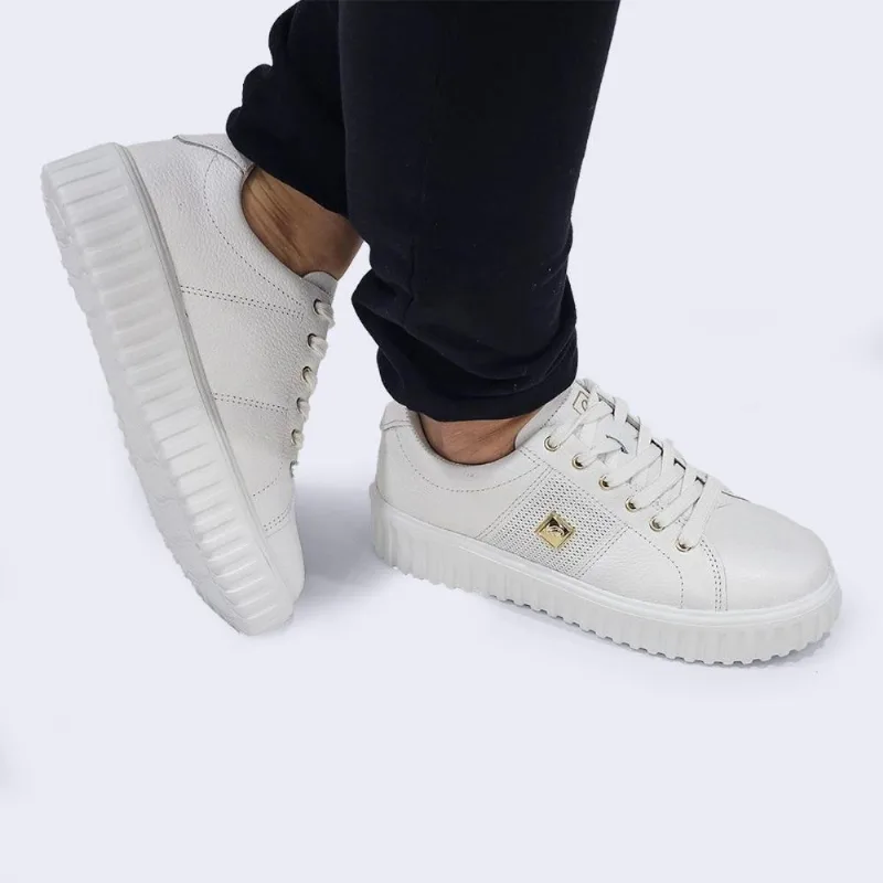 Tênis Pegada Feminino Sola Alta com Cadarço 212108 39 / Branco