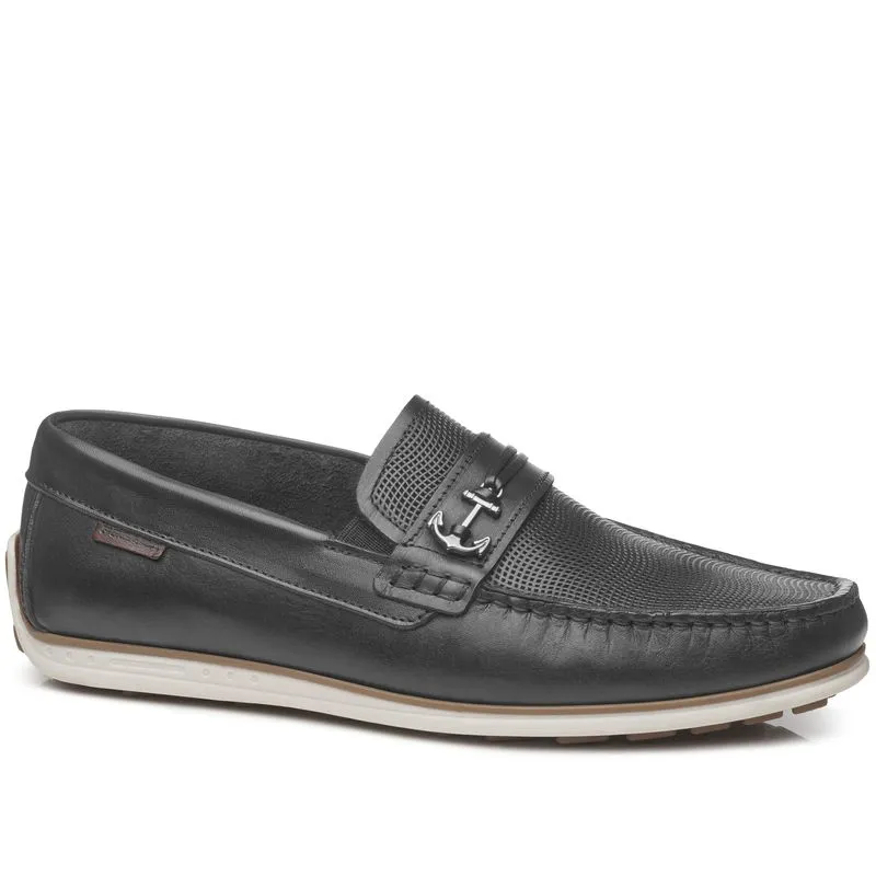Mocassim Pegada Masculino em Couro Preto 142007-02 42