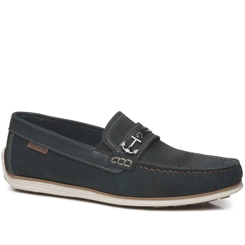 Mocassim Pegada Masculino em Couro Marinho 142007-05 43