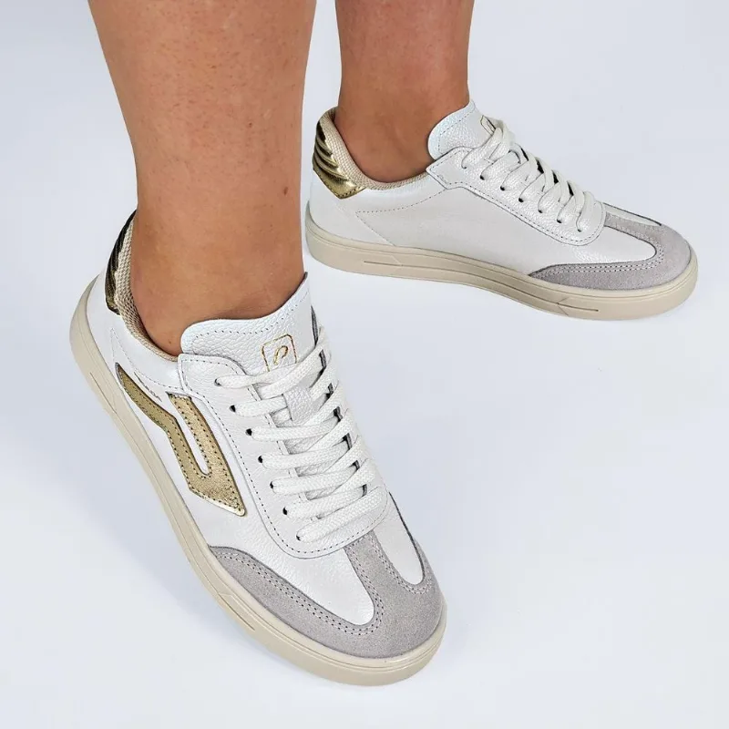 Tênis Pegada Feminino em Couro Bico Camurça 211154 34 / Branco