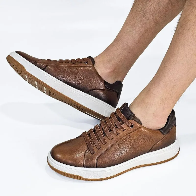 Tênis Pegada Masculino Cadarço Elástico - Couro 111702 38 / Marrom