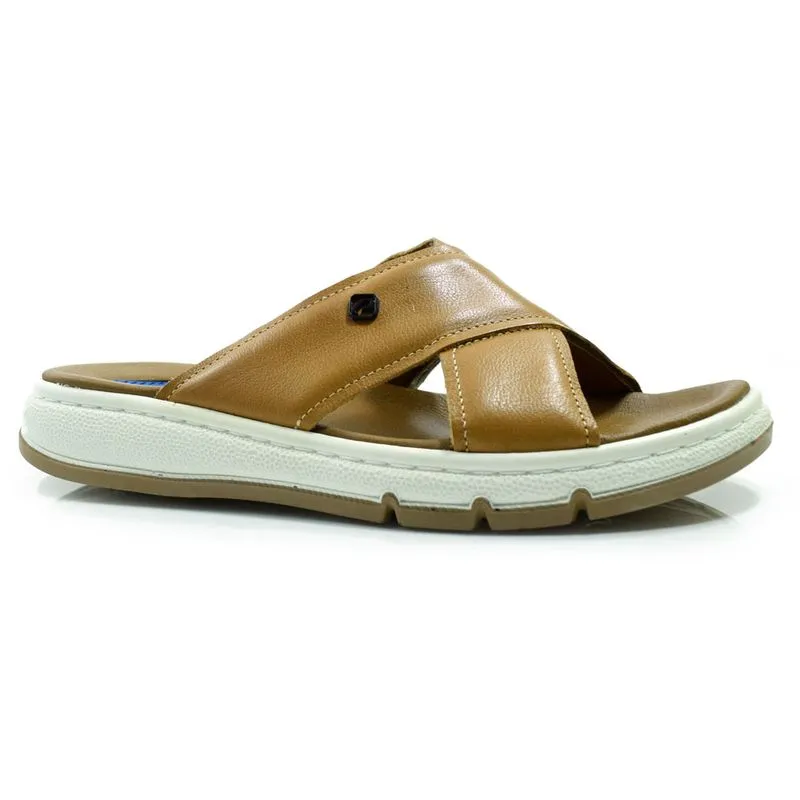 Chinelo Slide de Couro Masculino Pegada Marrom 134306 43