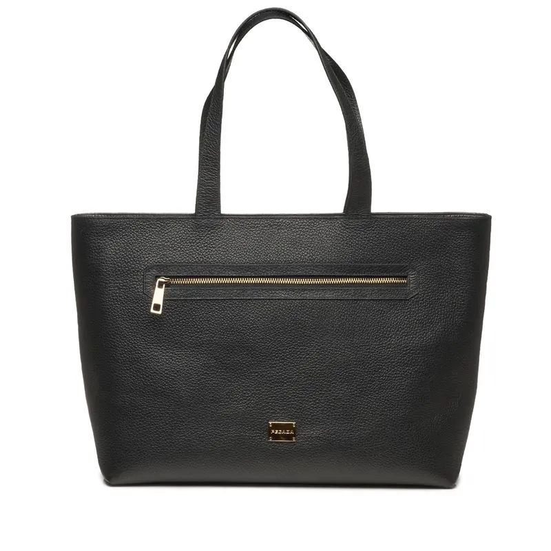 Bolsa Pegada Shopping em Couro Preto Grande BO210006-01