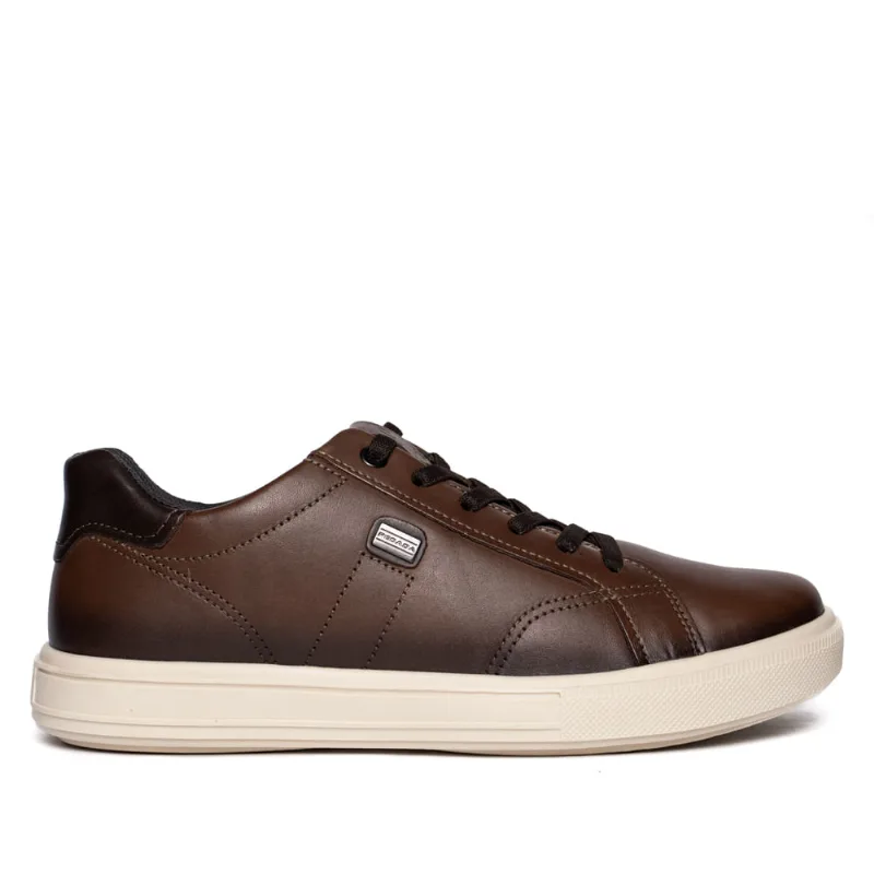 Sapatênis Masculino Pegada Stretch Couro Marrom/Branco - 39 - Pegada