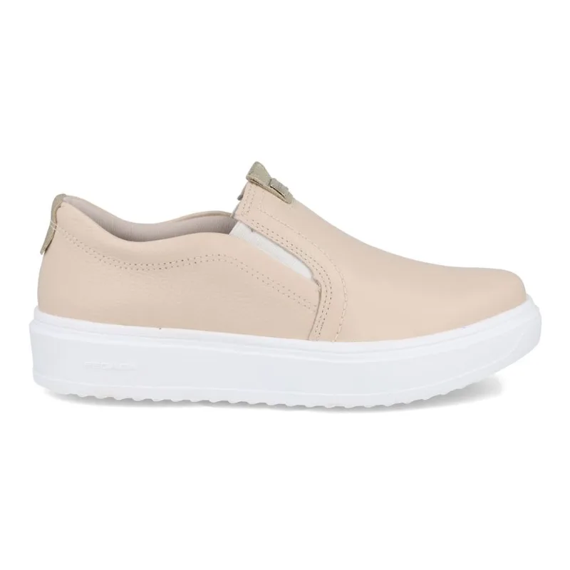 Tênis Casual Pegada Casual Couro Feminino Bege 34