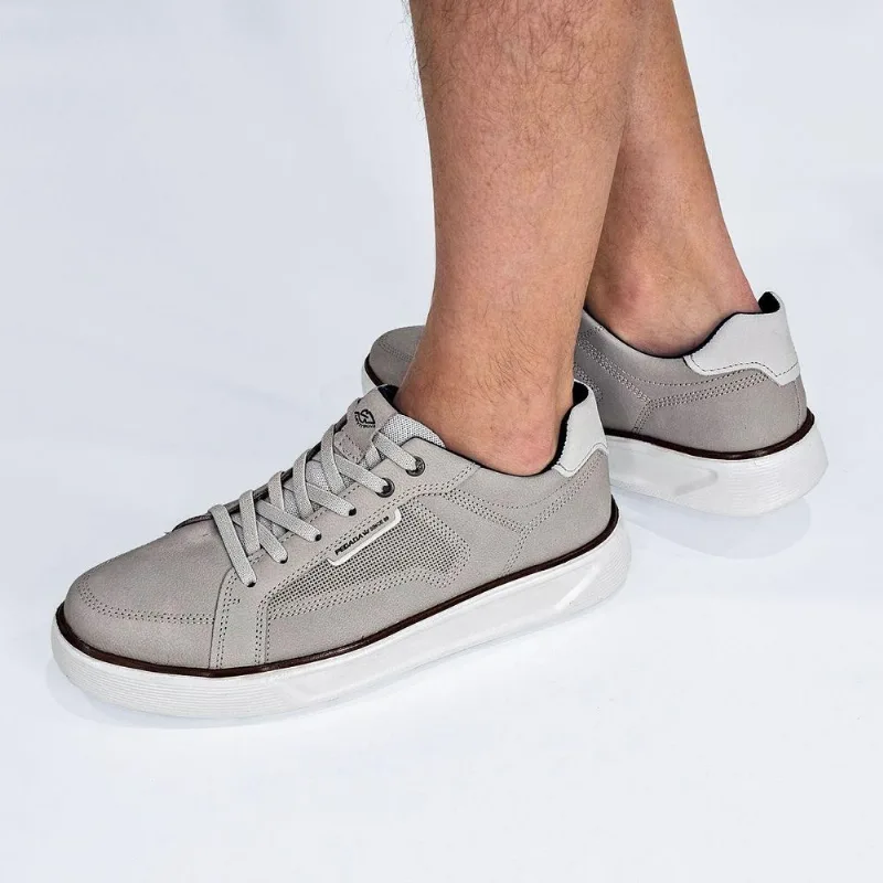 Tênis Pegada Masculino Couro Cadarço Elástico 110933 40 / Cinza