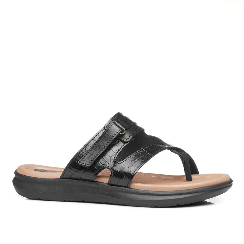 Chinelo Pegada Feminino em Couro Preto 232856-05 35