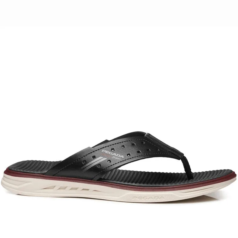 Chinelo Pegada Masculino em Couro Preto 134652-06 42