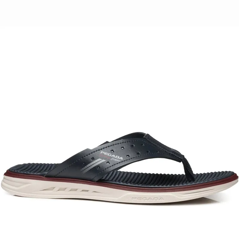 Chinelo Pegada Masculino em Couro Marinho 134652-04 41