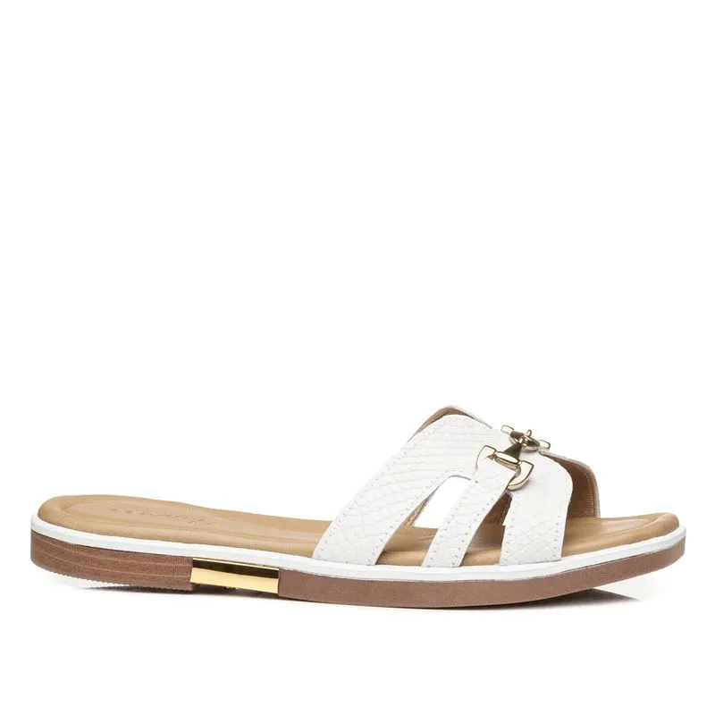 Chinelo Pegada Feminino em Couro Branco 233555-03 36