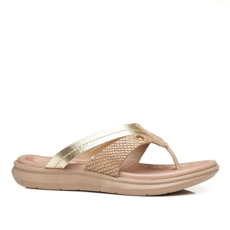Chinelo Pegada Feminino em Couro Cream 232851-02 37