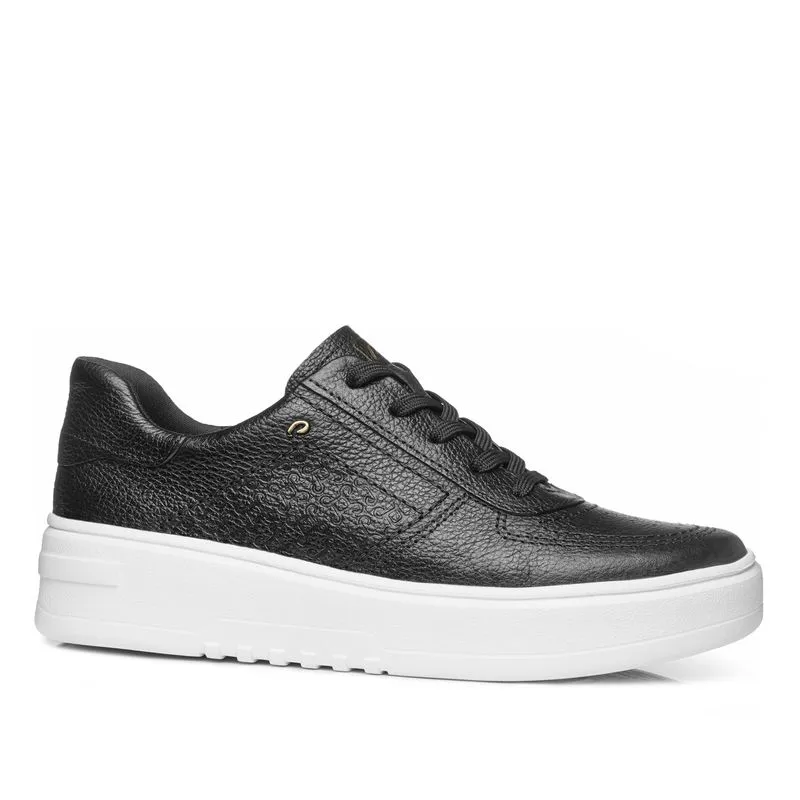 Tênis Pegada Feminino em Couro Preto 213101-04 35