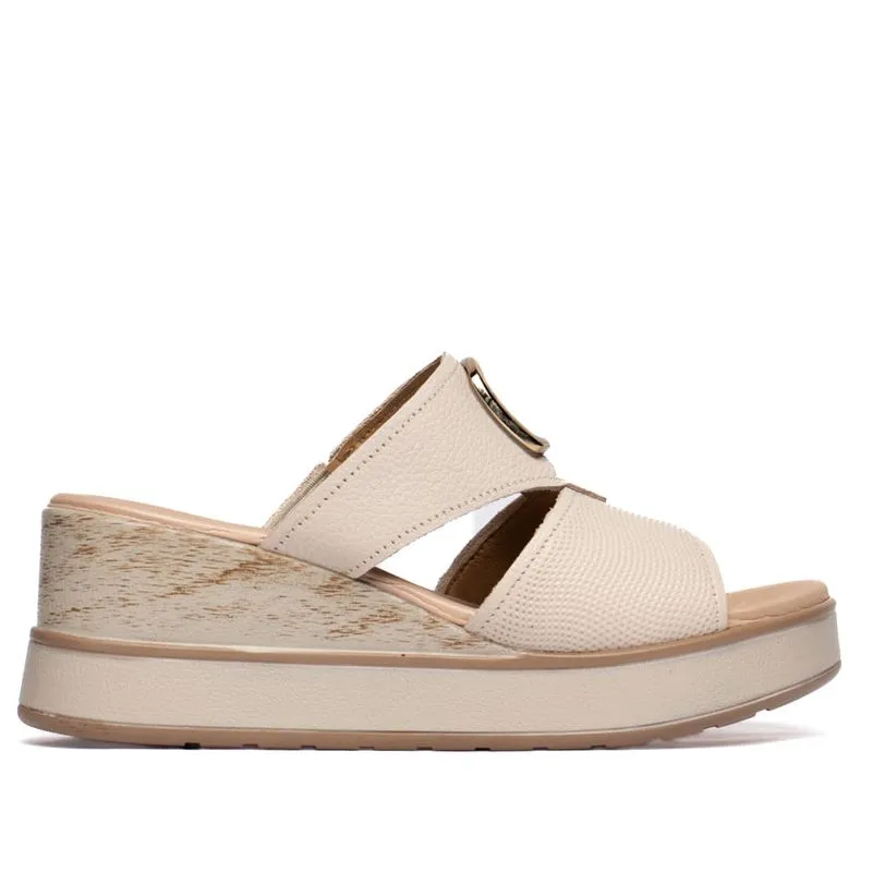 Tamanco Feminino Pegada Anabela Couro Burnished Off White - 35