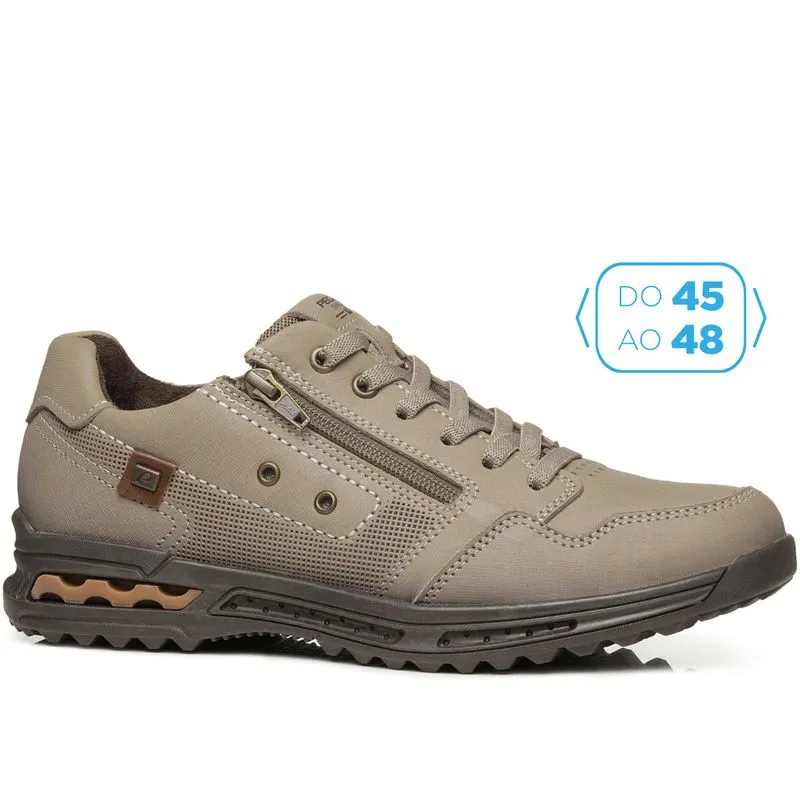 Sapatênis Pegada Masculino Plus Size em Couro Areia 511801-04 Sapatenis Pegada Masculino Plus Size em Couro Areia 511801-04 48