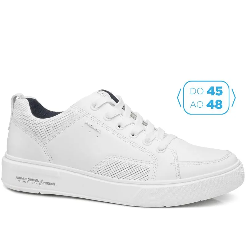 Tênis Casual Pegada Masculino Plus Size em Couro Branco 511902-01 Tenis Casual Pegada Masculino Plus Size em Couro Branco 511902-01 48