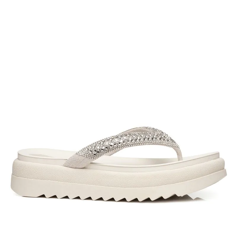 Chinelo Papete Pegada Feminino Cristal com Tira Strass 234455-01 Chinelo Pegada Feminino em Couro Cristal 234455-01 35