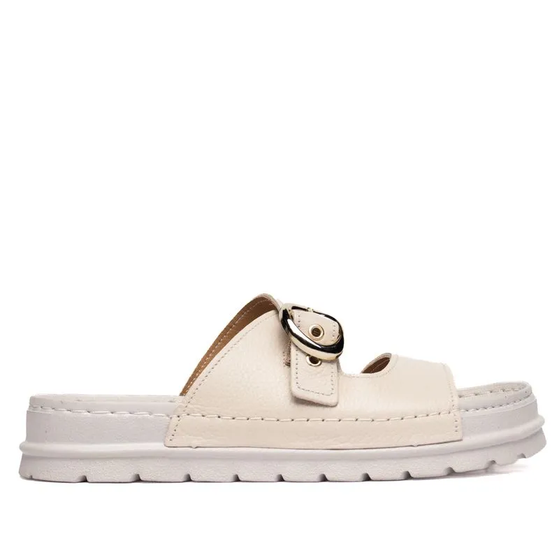 Tamanco Feminino Pegada Couro Levitech Off White/Bege - 39