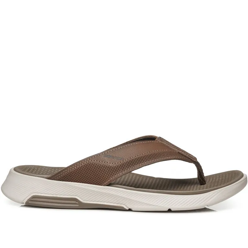 Chinelo Pegada Masculino em Couro Caqui 134701-07 40