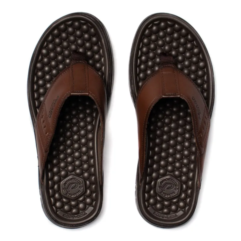 Chinelo Masculino Pegada Couro Anilina Marrom - 42 - Pegada