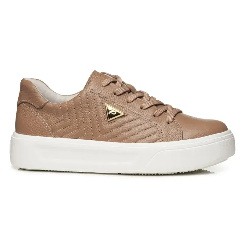 Tênis Casual Pegada Couro Feminino Marrom 40
