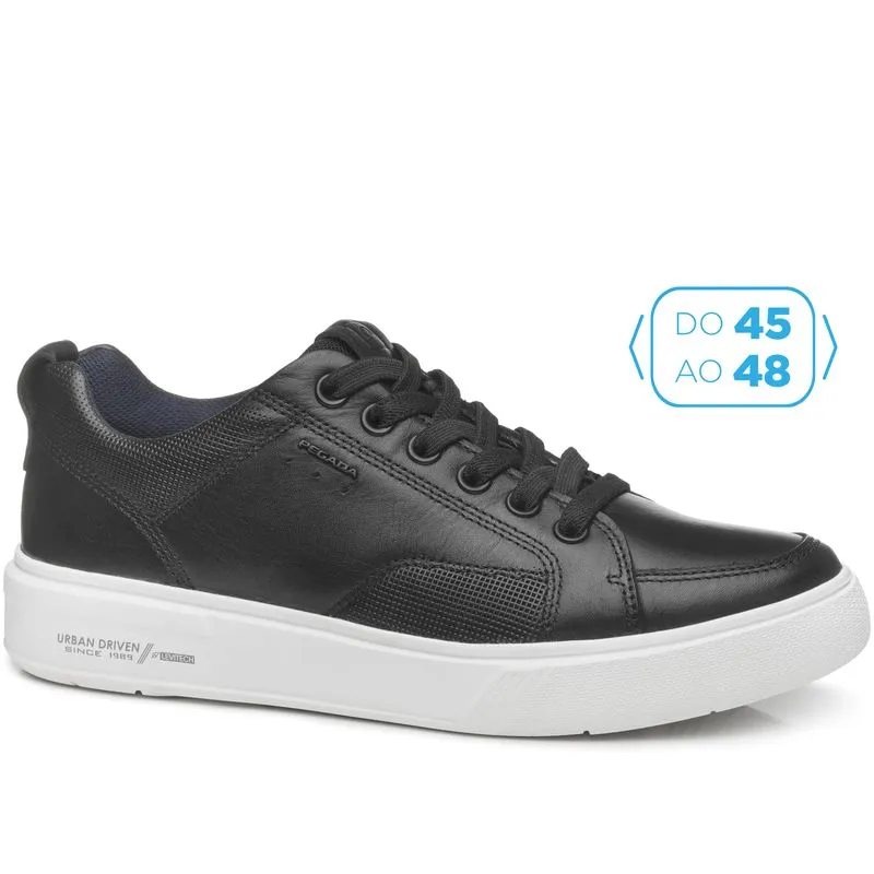 Tênis Casual Pegada Masculino Plus Size em Couro Preto 511902-06 Tenis Casual Pegada Masculino Plus Size em Couro Preto 511902-06 46