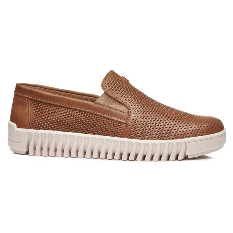 Tênis Casual Pegada Couro Slip-On Feminino Marrom 33