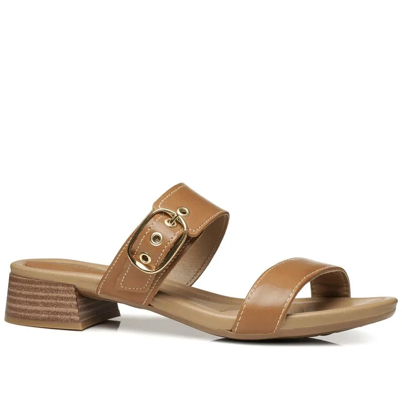 Tamanco Pegada Feminino em Couro Camel 234606-03 35