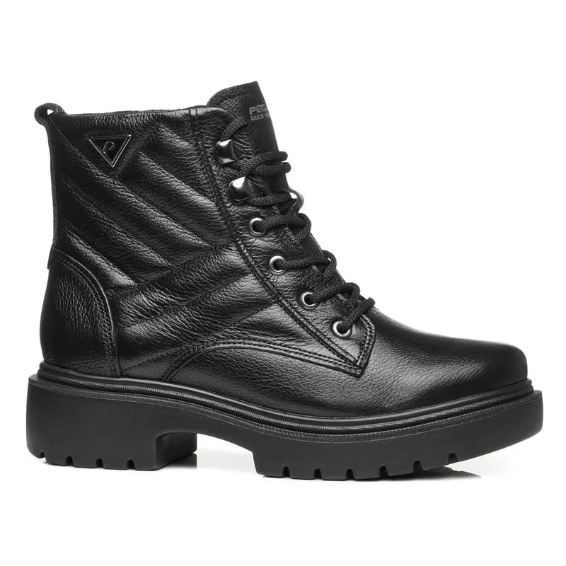 Coturno Pegada Feminino em Couro Preto Cano Curto 282411-03 Coturno Pegada Feminino em Couro Preto 282411-03 35