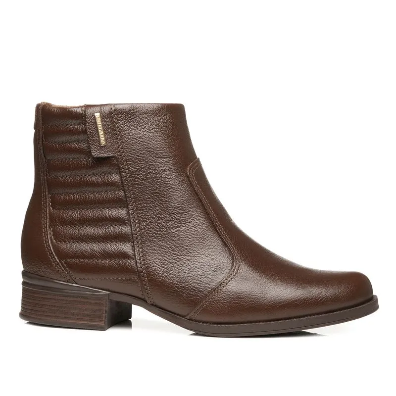 Bota Pegada Feminina em Couro Pinhão Cano Curto 282008-06 Bota Pegada Feminino em Couro Pinhão 282008-06 35
